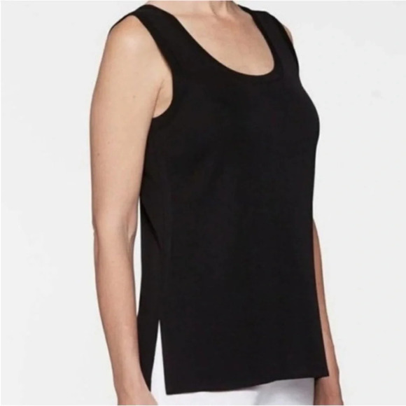 Misook Black Scoop Neck Side Slit Tank Top Neutral Minimalist Basic Women’s XL - Picture 1 of 6